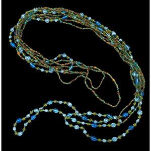 Mermaidcore Cool Tone Knotted Layered Glass Necklace